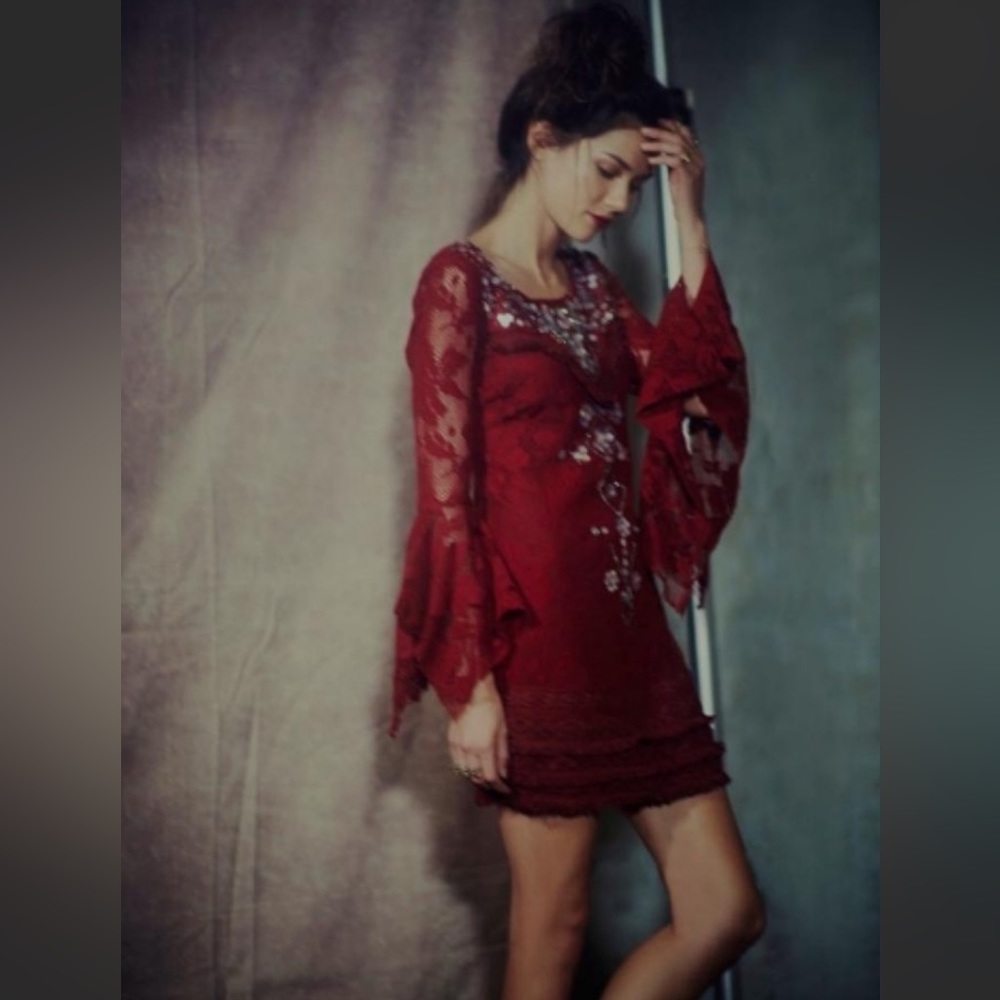 Free People Shell Game Shift Dress in Cranberry